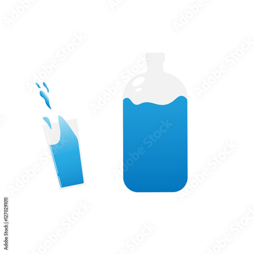 Water cooler and glass of water cartoon style
