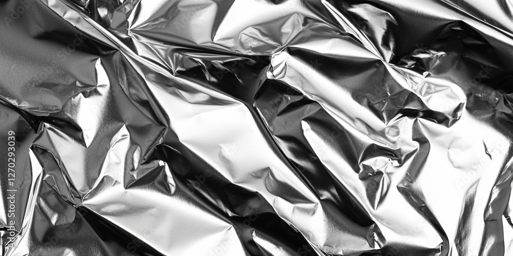 Stunning Reflective Aluminium Foil Texture: High-Quality Close-Up of Crumpled Metallic Surface with Deep Creases and Shiny Highlights for Creative Backgrounds Stunning Reflective Aluminium Foil Texture: High-Quality Close-Up of Crumpled Metallic Surface with Deep Creases and Shiny Highlights for Creative Backgrounds
