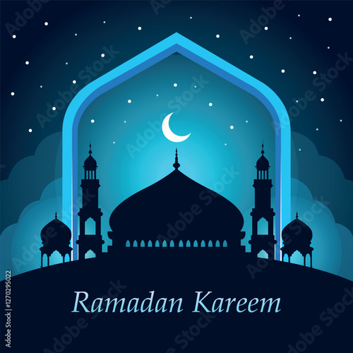 Ramadhan Kareem Night Poster Vector