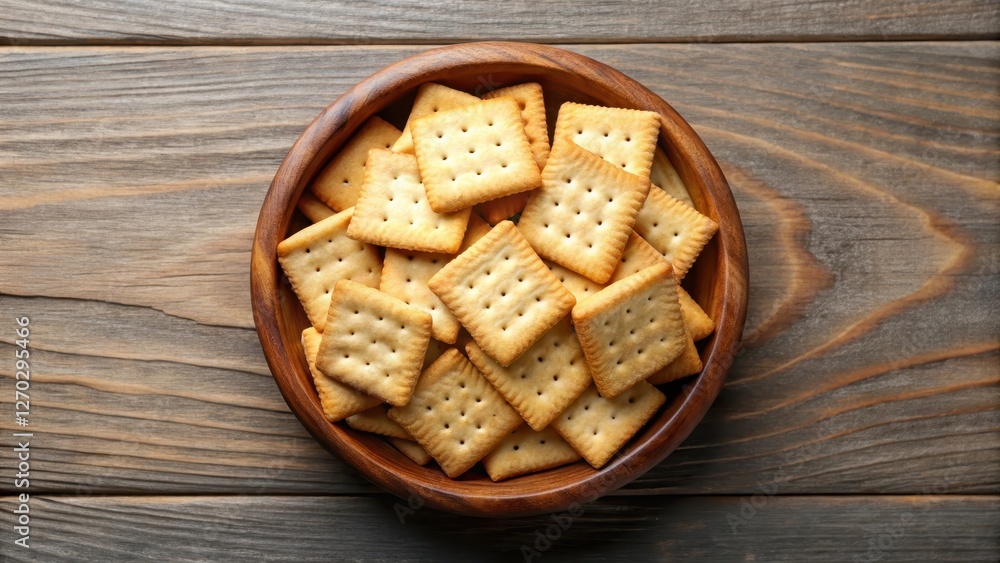 Crackers in Wooden Bowl Top View Isolated Background, cracker box, food, cracker box, food Crackers in Wooden Bowl Top View Isolated Background, cracker box, food, cracker box, food