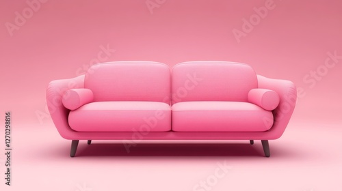 Pink sofa design in pink background