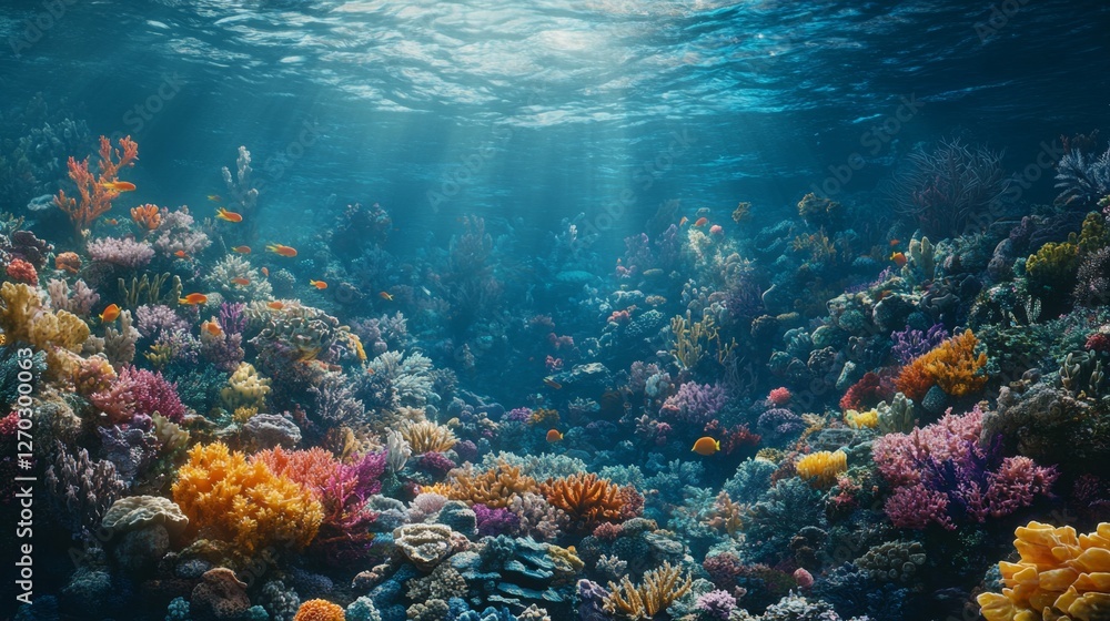 Fototapeta premium Vibrant Coral Reef Ecosystem Rich in Marine Life Underwater