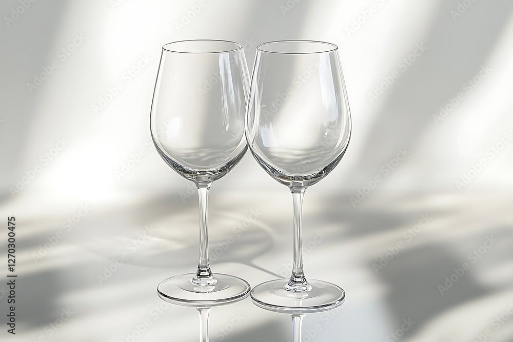Elegant Pair of Clear Wine Glasses Elegant Pair of Clear Wine Glasses