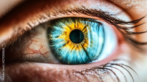 Close-up View of Colorful Human Eye with Intricate Detail