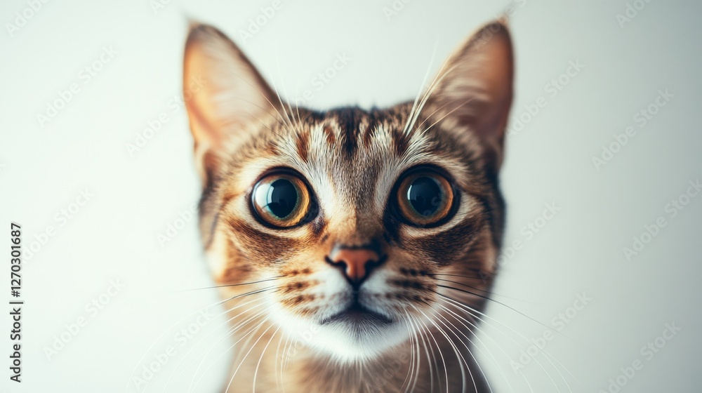 Obraz premium Isolated Abyssinian Cat Portrait on Clean White Background