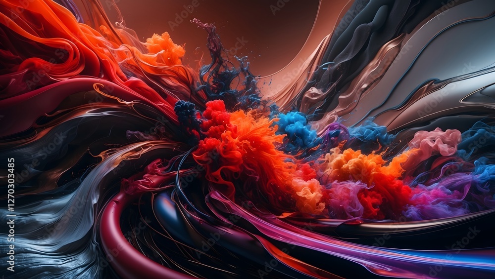 Vibrant Abstract Digital Art: Colorful Fluid Swirls in Contemporary Composition Vibrant Abstract Digital Art: Colorful Fluid Swirls in Contemporary Composition