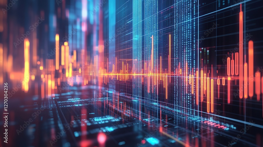 Futuristic city data stream with financial charts and graphs. Futuristic city data stream with financial charts and graphs.