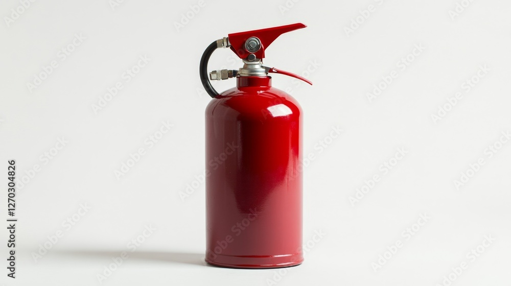 Obraz premium Red Fire Extinguisher Isolated on White Background for Safety Use