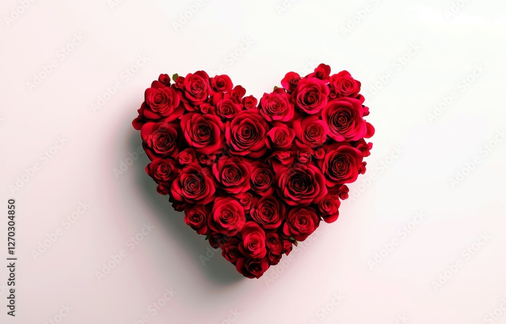 Heart Shape Arrangement of Fresh Red Roses on a Light Background for Romantic and Love Themes in Photography and Design Projects Heart Shape Arrangement of Fresh Red Roses on a Light Background for Romantic and Love Themes in Photography and Design Projects