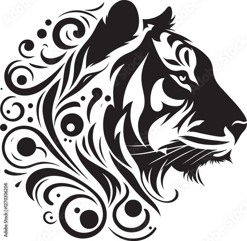 Ornate tiger head silhouette.
