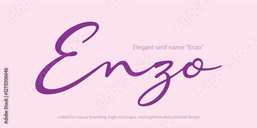 Elegant serif name "Enzo" crafted for luxury branding, high-end logos, and sophisticated editorial design. This refined typeface embodies timeless elegance with a modern touch