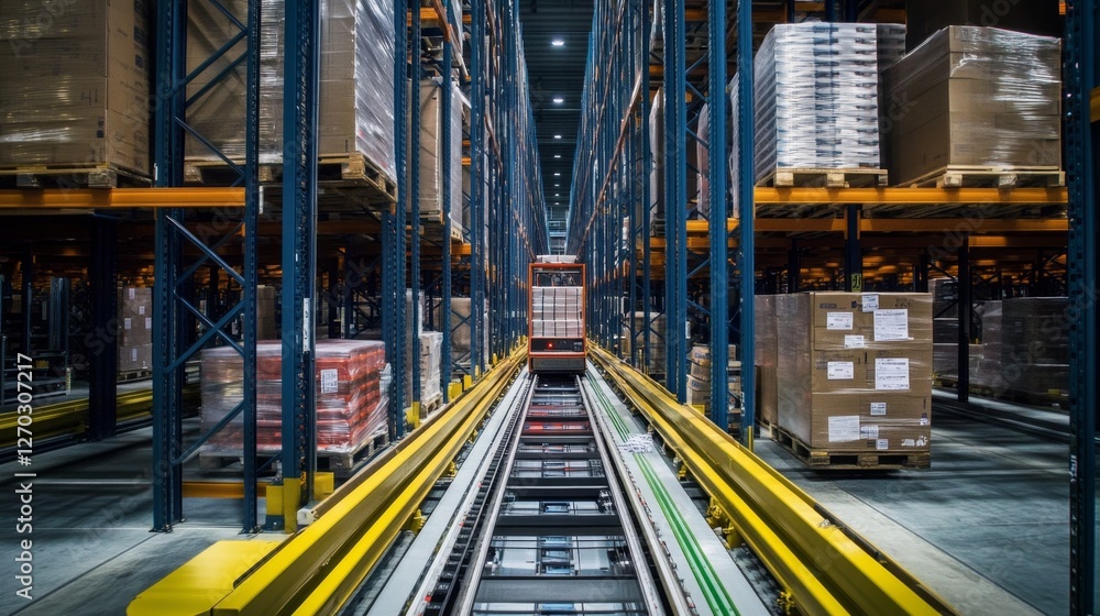 Fototapeta premium High-Tech Warehouse with Automated Monitoring System in Action