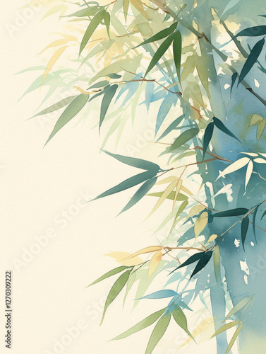 Bamboo watercolor hand-painted decorative elements