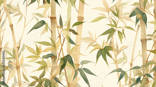 Bamboo watercolor hand-painted decorative elements