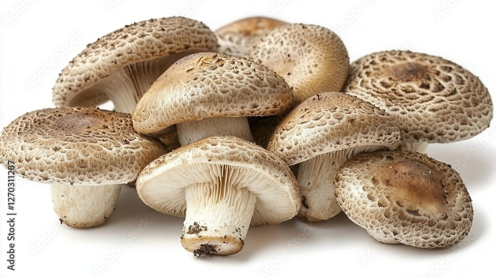 Mushrooms, morel mushrooms isolated on a white background with a clipping path. Close-up of fresh honeycomb mushrooms for design or texture use. Copy space Mushrooms, morel mushrooms isolated on a white background with a clipping path. Close-up of fresh honeycomb mushrooms for design or texture use. Copy space