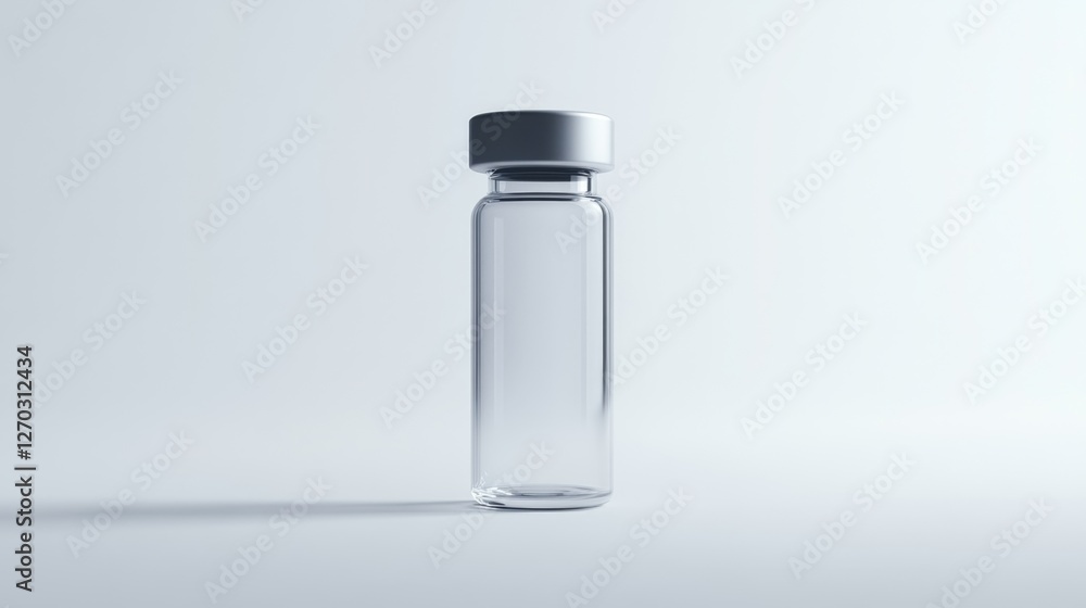 Isolated Clear Vaccine Vial on White Background for Medical Use Isolated Clear Vaccine Vial on White Background for Medical Use