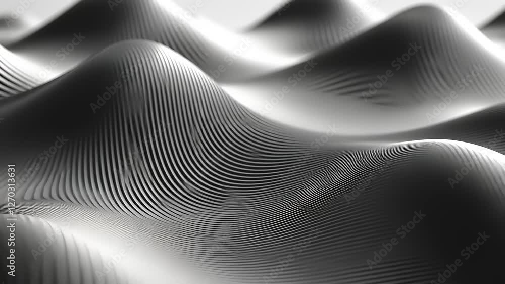 Abstract black and white waves creating a textured landscape effect Abstract black and white waves creating a textured landscape effect
