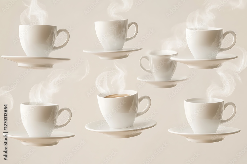 Floating Coffee Cups - A Delicate Still Life Floating Coffee Cups - A Delicate Still Life
