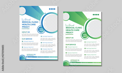 Modern healthcare Clinic Medical advertisement, corporate healthcare design , a4 template flyer leaflet or poster design layout, medical service care social media promotional ads web banner template.