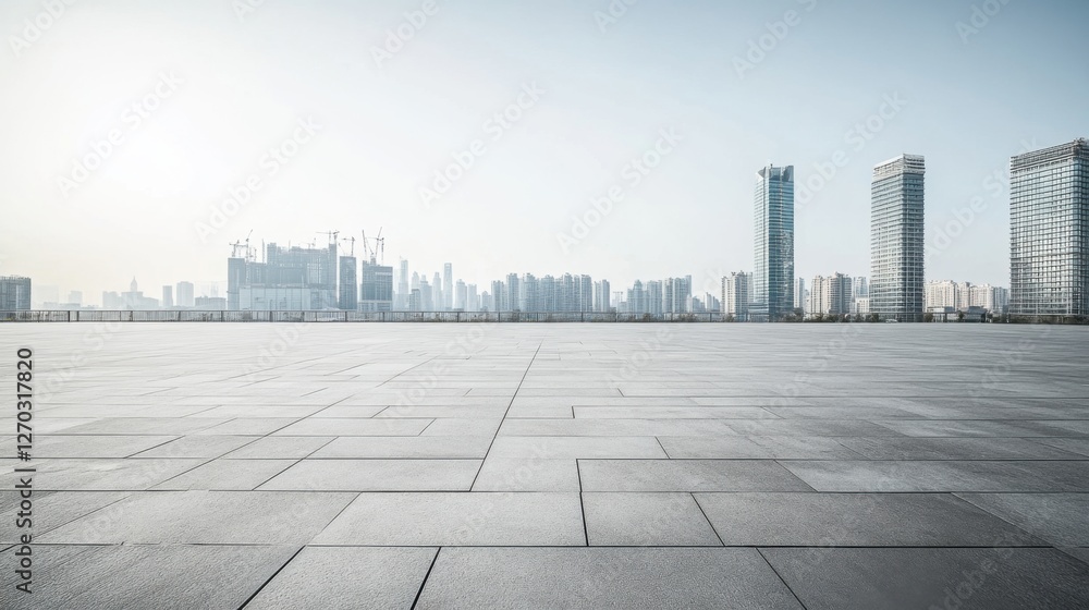 A spacious plaza with a distant skyline. Featuring potential and calm A spacious plaza with a distant skyline. Featuring potential and calm