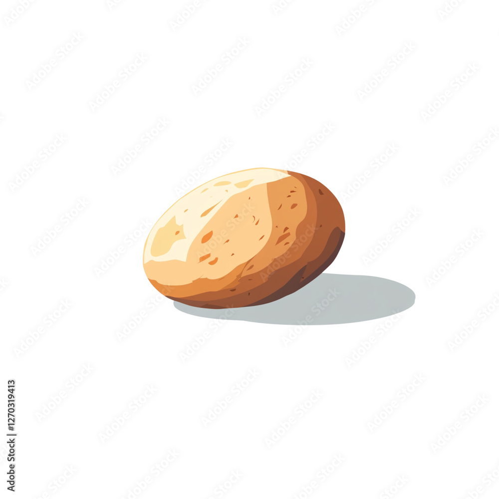 realistic illustration of potato with light shadow, showcasing its texture and color realistic illustration of potato with light shadow, showcasing its texture and color