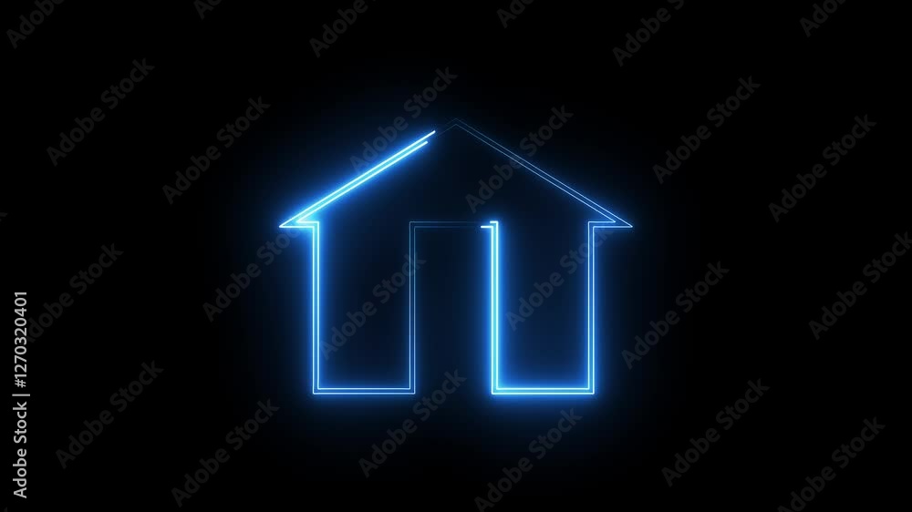 A glowing neon home icon pulses with vibrant colors, smoothly transitioning between shades of blue, pink, and purple, creating a dynamic and modern animated effect. A glowing neon home icon pulses with vibrant colors, smoothly transitioning between shades of blue, pink, and purple, creating a dynamic and modern animated effect.