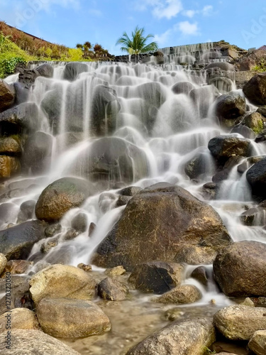 Stepped Waterfall Over Rocks