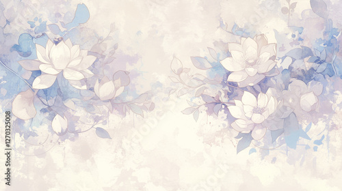 Watercolor hand-painted decorative flowers elements