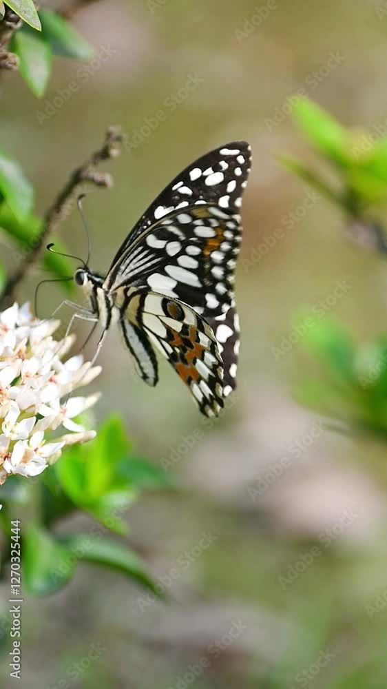 Lime Butterfly Feeding on Nectar,Slow Motion Lime Butterfly Feeding on Nectar,Slow Motion