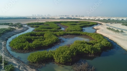 Aerial View of Mangrove Forest in Dubai