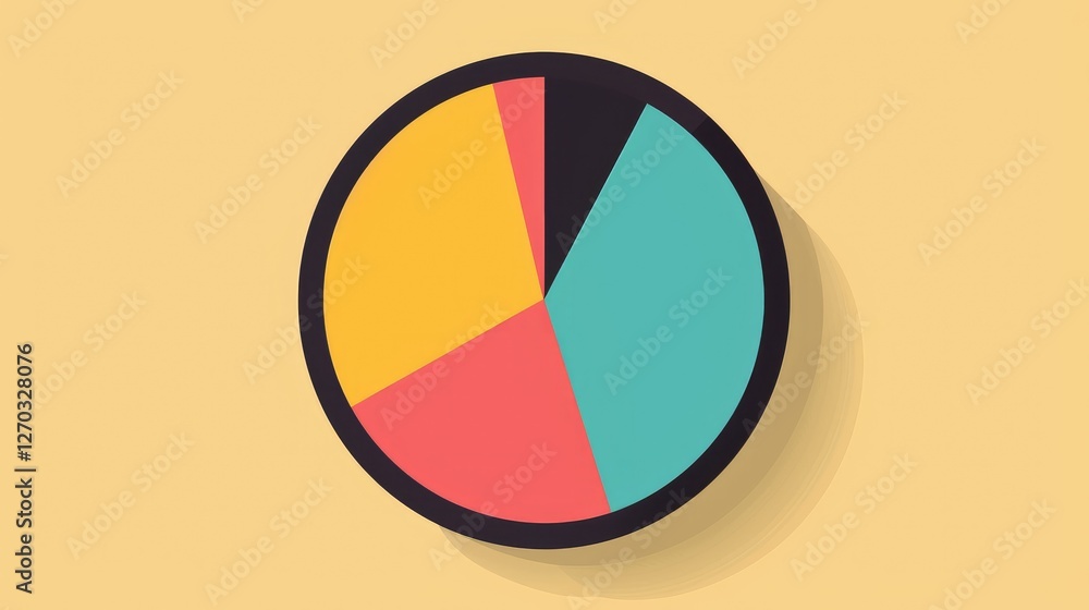 Vibrant Colorful Pie Chart on Beige Background Vibrant Colorful Pie Chart on Beige Background