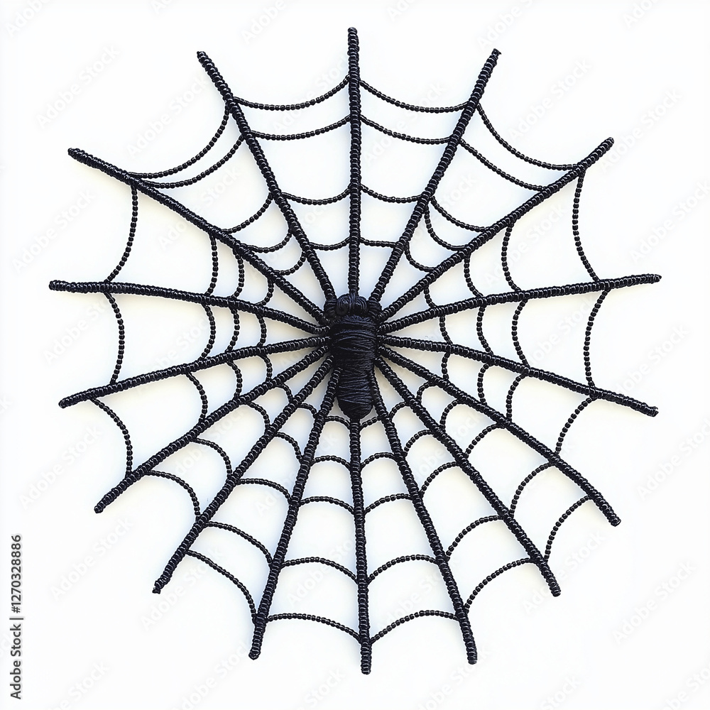 Obraz premium Minimalist Black Spider Web on White Background