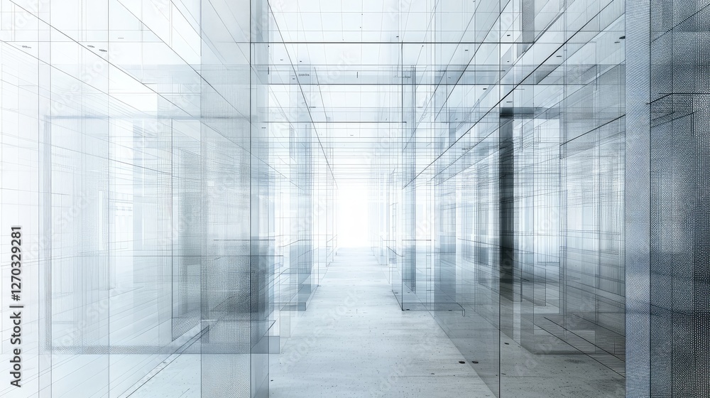 Futuristic Transparent Abstract Architecture with Geometric Patterns Futuristic Transparent Abstract Architecture with Geometric Patterns