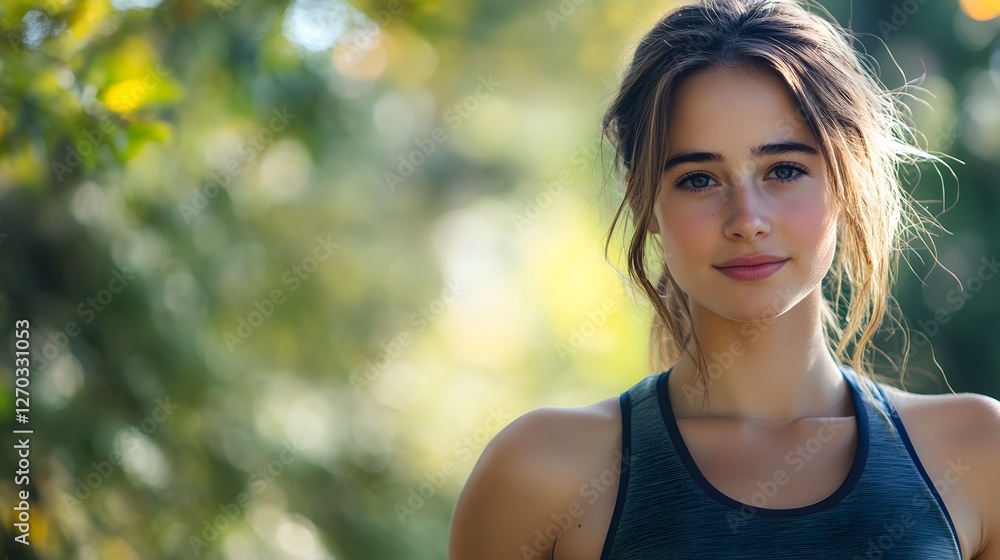 Young Woman in Sporty Outfit Captured in a Bright Outdoor Setting Young Woman in Sporty Outfit Captured in a Bright Outdoor Setting