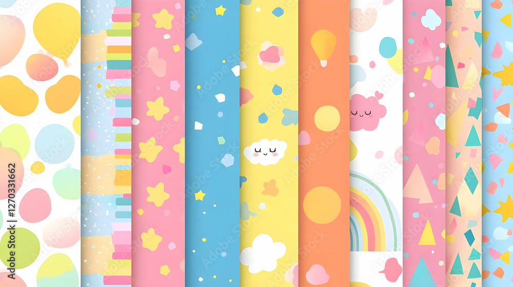 Pastel rainbow patterns, kids design, seamless textures, scrapbook Pastel rainbow patterns, kids design, seamless textures, scrapbook