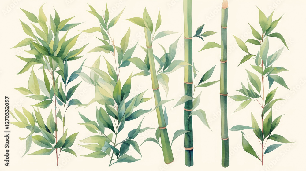 custom made wallpaper toronto digitalBamboo watercolor hand-painted decorative elements