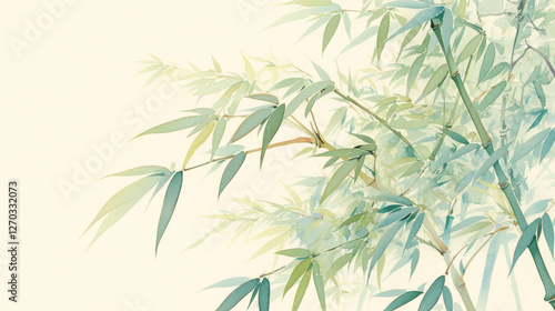 Bamboo watercolor hand-painted decorative elements