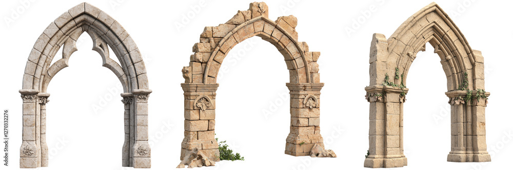 Obraz premium Three Distinct Archways Representing Varied Architectural Styles