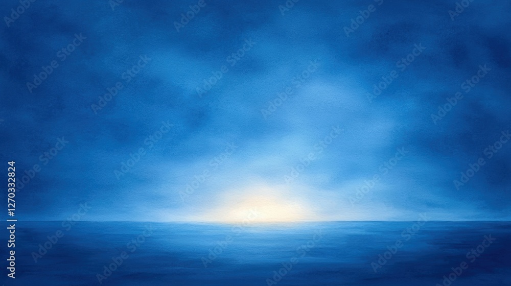 Obraz premium Serene ocean horizon at dawn with soft blue hues