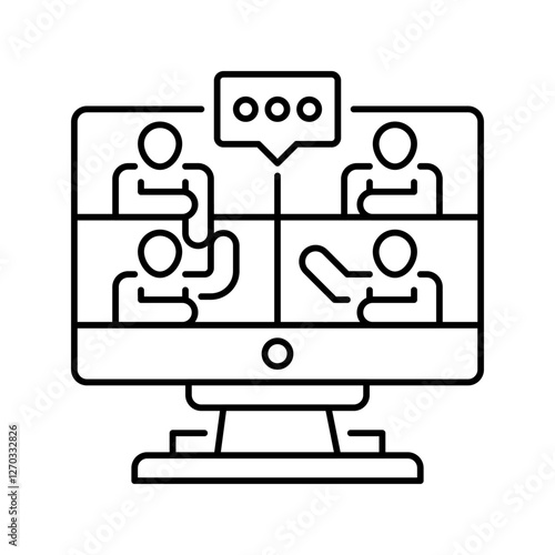 Virtual Meeting line icon. Universal creative premium symbol. Vector sign icon logo template. Vector illustration