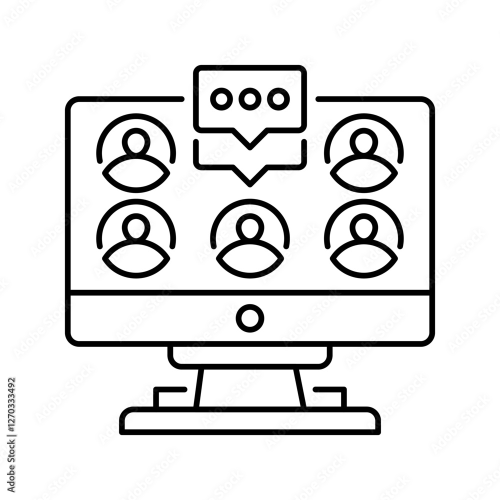 Virtual Meeting line icon. Universal creative premium symbol. Vector sign icon logo template. Vector illustration Virtual Meeting line icon. Universal creative premium symbol. Vector sign icon logo template. Vector illustration
