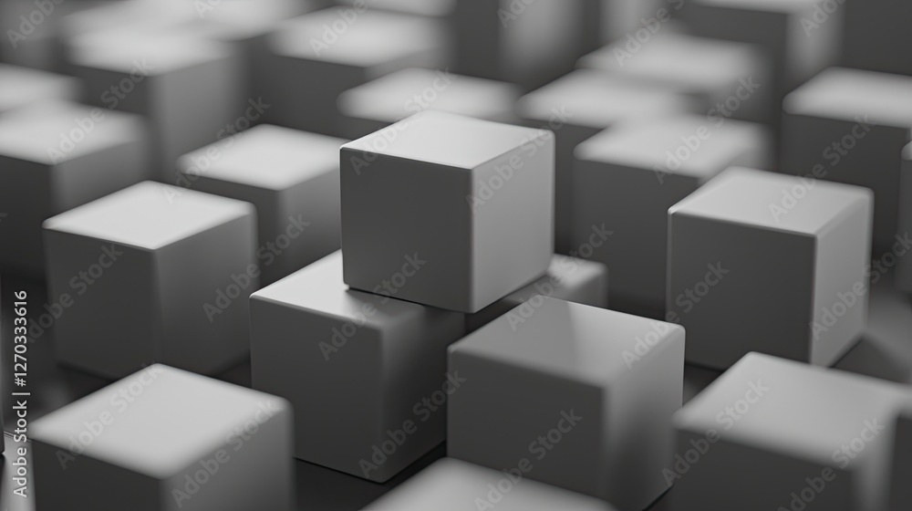 Abstract arrangement of gray cubes creating a textured background with depth and perspective Abstract arrangement of gray cubes creating a textured background with depth and perspective