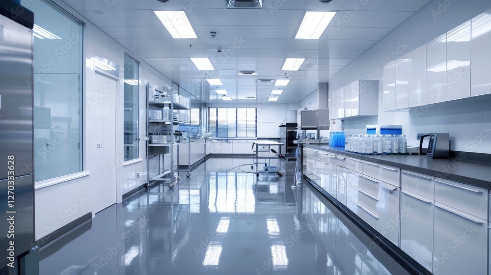 State-of-the-Art Modern Laboratory Interior with Sterile Environment State-of-the-Art Modern Laboratory Interior with Sterile Environment