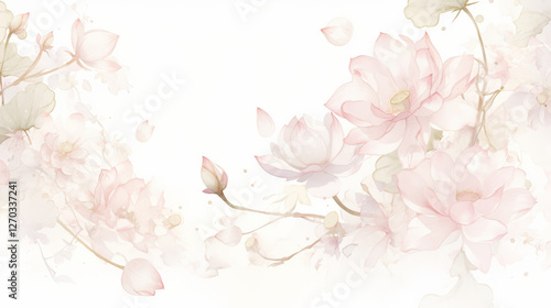 Lotus watercolor hand-painted decorative elements