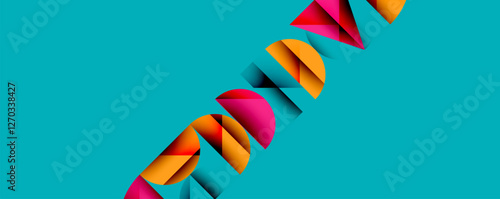 Abstract geometric pattern with intersecting circles and triangles in gradients. The high-contrast composition creates depth and a dynamic, modern aesthetic