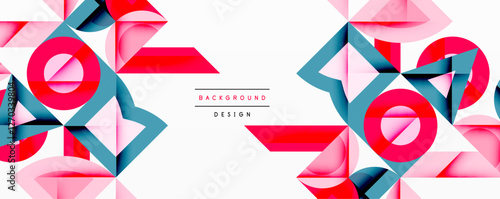 Minimal geometric abstract background. Circle square and triangle design