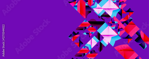 Abstract geometric artwork with interwoven angular and curved shapes, dynamic composition with smooth gradients and bold contrasts