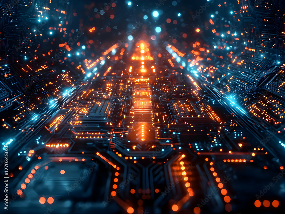 Circuit Board's Glowing Pathways Illuminate Tech's Future Circuit Board's Glowing Pathways Illuminate Tech's Future
