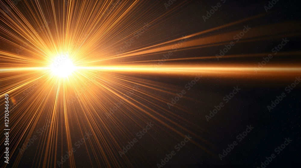 The image shows a bright, golden light emanating from a central point, radiating outwards in a starburst pattern against a dark background speckled with tiny lights. The image shows a bright, golden light emanating from a central point, radiating outwards in a starburst pattern against a dark background speckled with tiny lights.