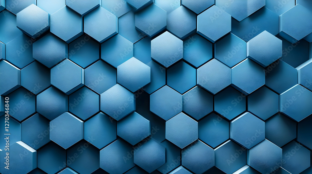 Hexagon Pattern: Blue 3D Shapes, Abstract Design Hexagon Pattern: Blue 3D Shapes, Abstract Design